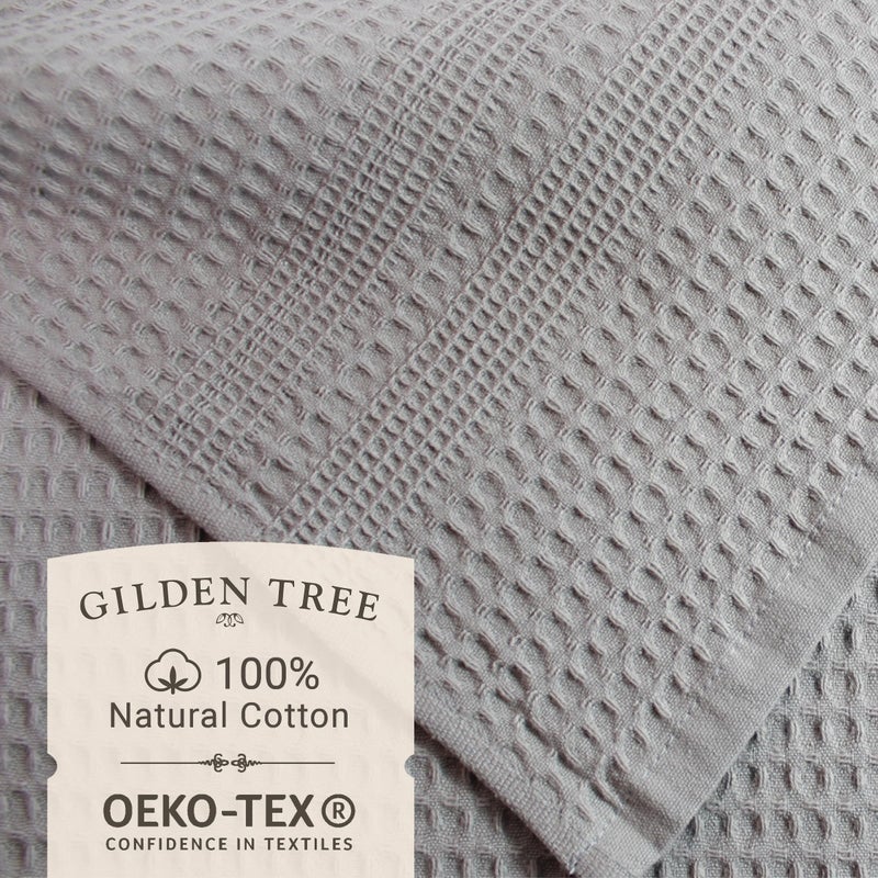 GILDEN TREE Waffle Hand Towels for Bathroom Quick Dry Towel Super Absorbent Thin 100% Cotton Lint Free, Hand Towels for Bathroom Set of 2, Classic Style (Pewter) - Image 2
